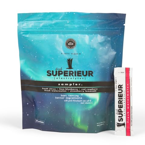 Superieur Electrolytes–Plant Based Electrolyte Supplement w/Sea Minerals for Hydration & Recovery–Keto Friendly, Non-GMO, Zero Sugar, Vegan Healthy Sports Drink Powder–Strawberry Lemon(70 Serv)