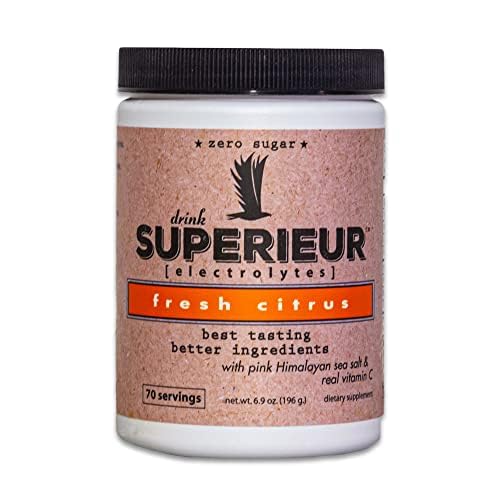 Superieur Electrolytes–Plant Based Electrolyte Supplement w/Sea Minerals for Hydration & Recovery–Keto Friendly, Non-GMO, Zero Sugar, Vegan Healthy Sports Drink Powder–Strawberry Lemon(70 Serv)