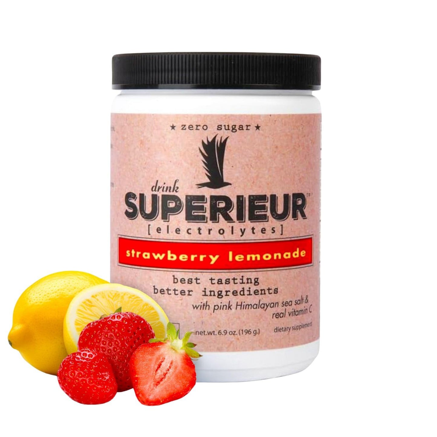 Superieur Electrolytes–Plant Based Electrolyte Supplement w/Sea Minerals for Hydration & Recovery–Keto Friendly, Non-GMO, Zero Sugar, Vegan Healthy Sports Drink Powder–Strawberry Lemon(70 Serv)