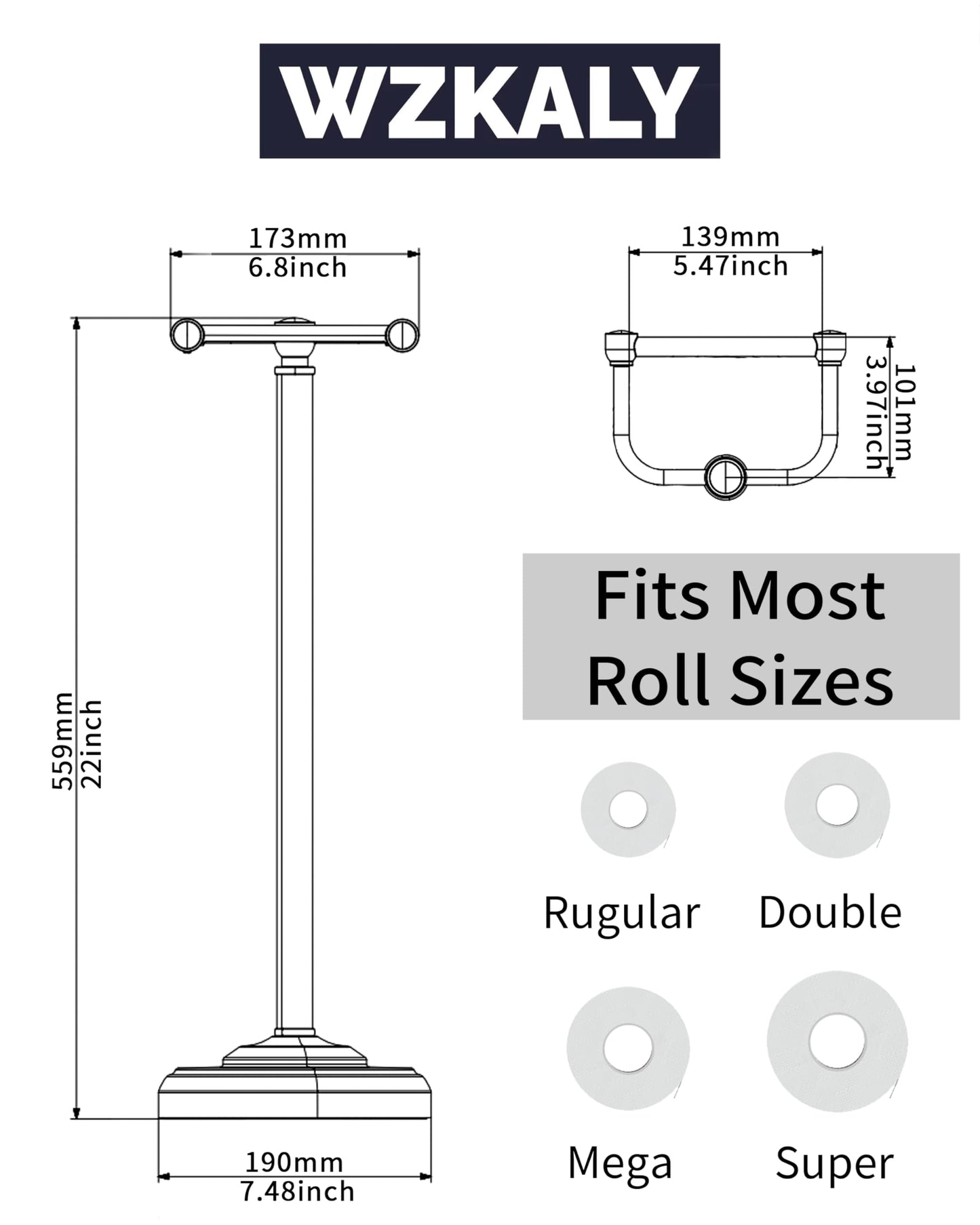Toilet Paper Holder Stand, Brushed Nickel Toilet Paper Holder Free Standing, Post Pivoting Design & Stable Weighted Base SUS304 Stainless Steel for Bathroom(Mega Roll)