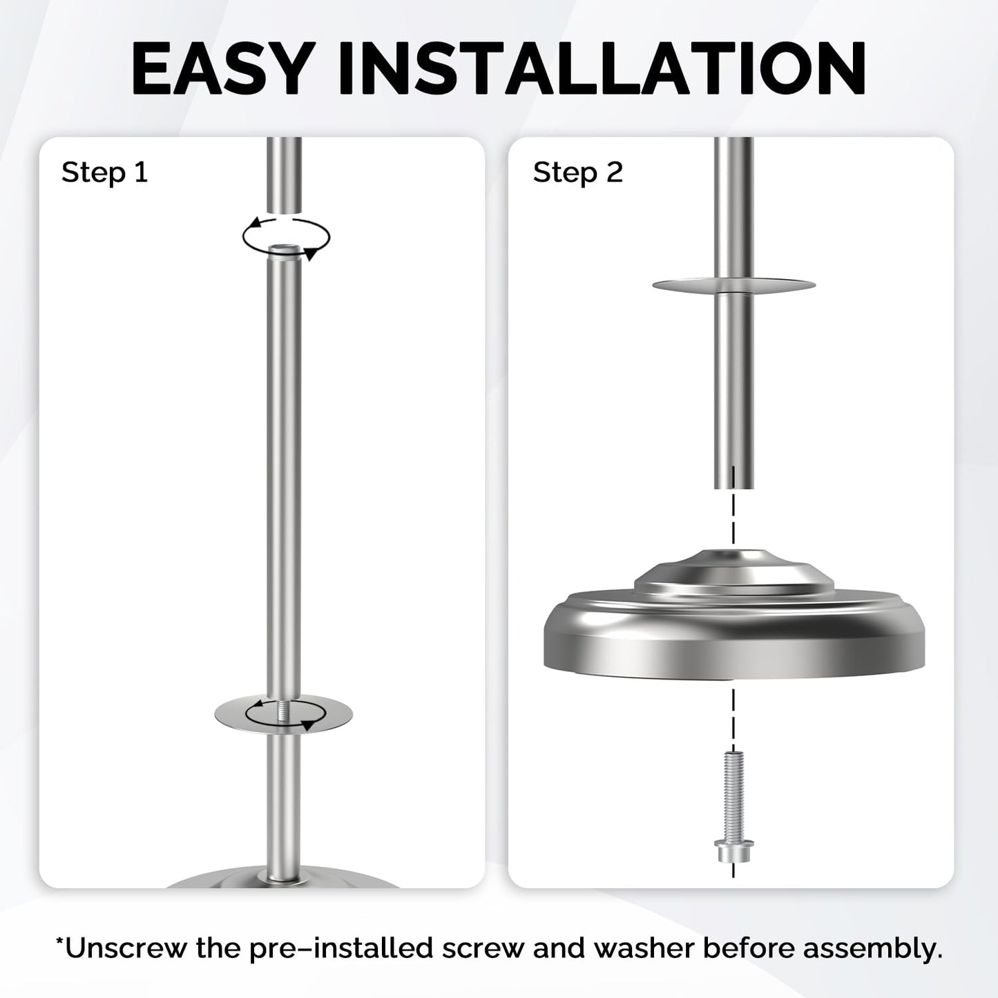 Toilet Paper Holder Stand, Brushed Nickel Toilet Paper Holder Free Standing, Post Pivoting Design & Stable Weighted Base SUS304 Stainless Steel for Bathroom(Mega Roll)