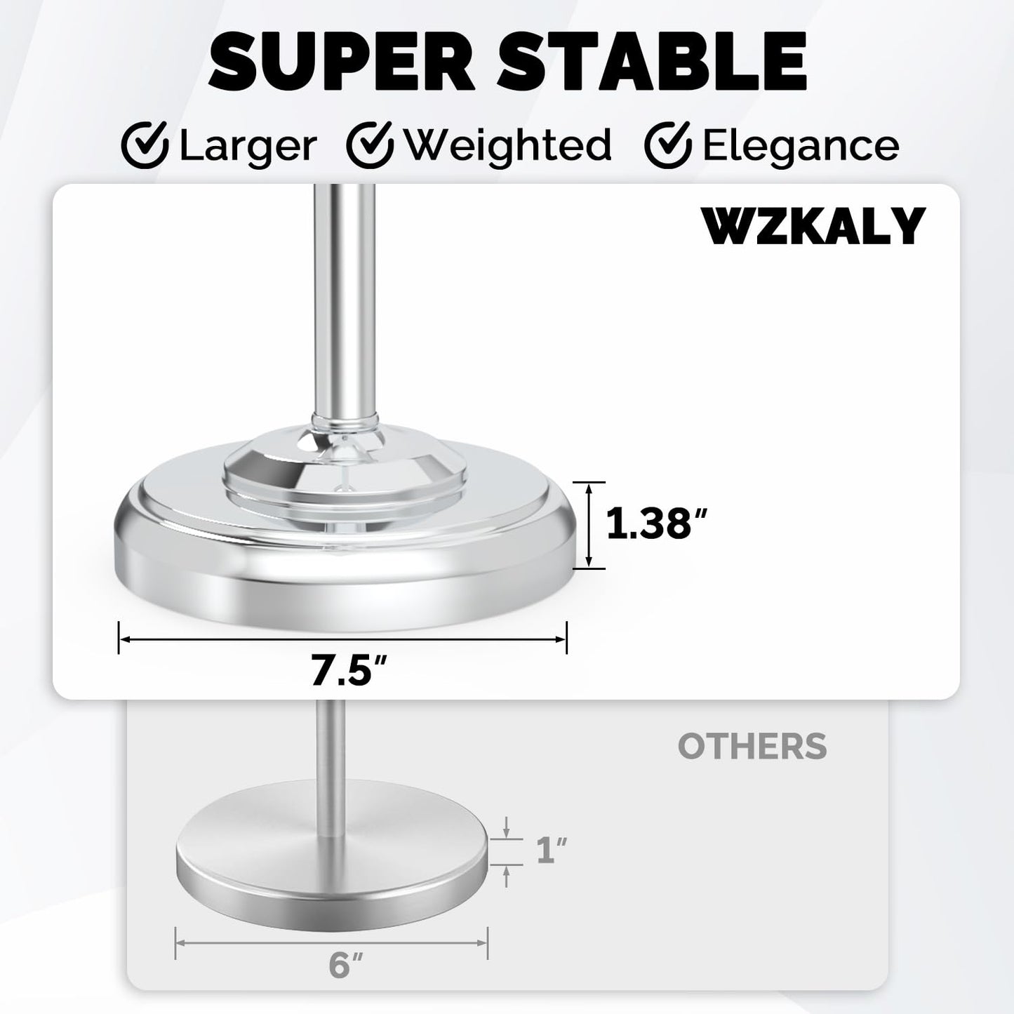 Toilet Paper Holder Stand, Brushed Nickel Toilet Paper Holder Free Standing, Post Pivoting Design & Stable Weighted Base SUS304 Stainless Steel for Bathroom(Mega Roll)