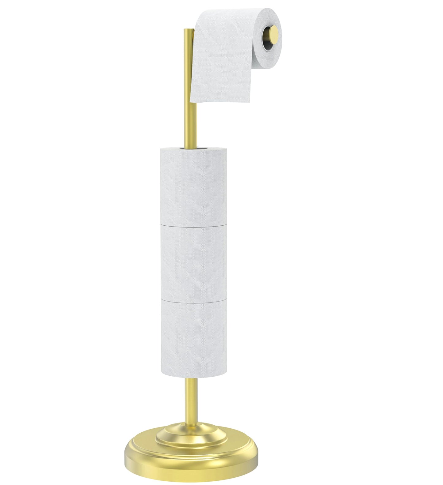 Toilet Paper Holder Stand, Brushed Nickel Toilet Paper Holder Free Standing, Post Pivoting Design & Stable Weighted Base SUS304 Stainless Steel for Bathroom(Mega Roll)