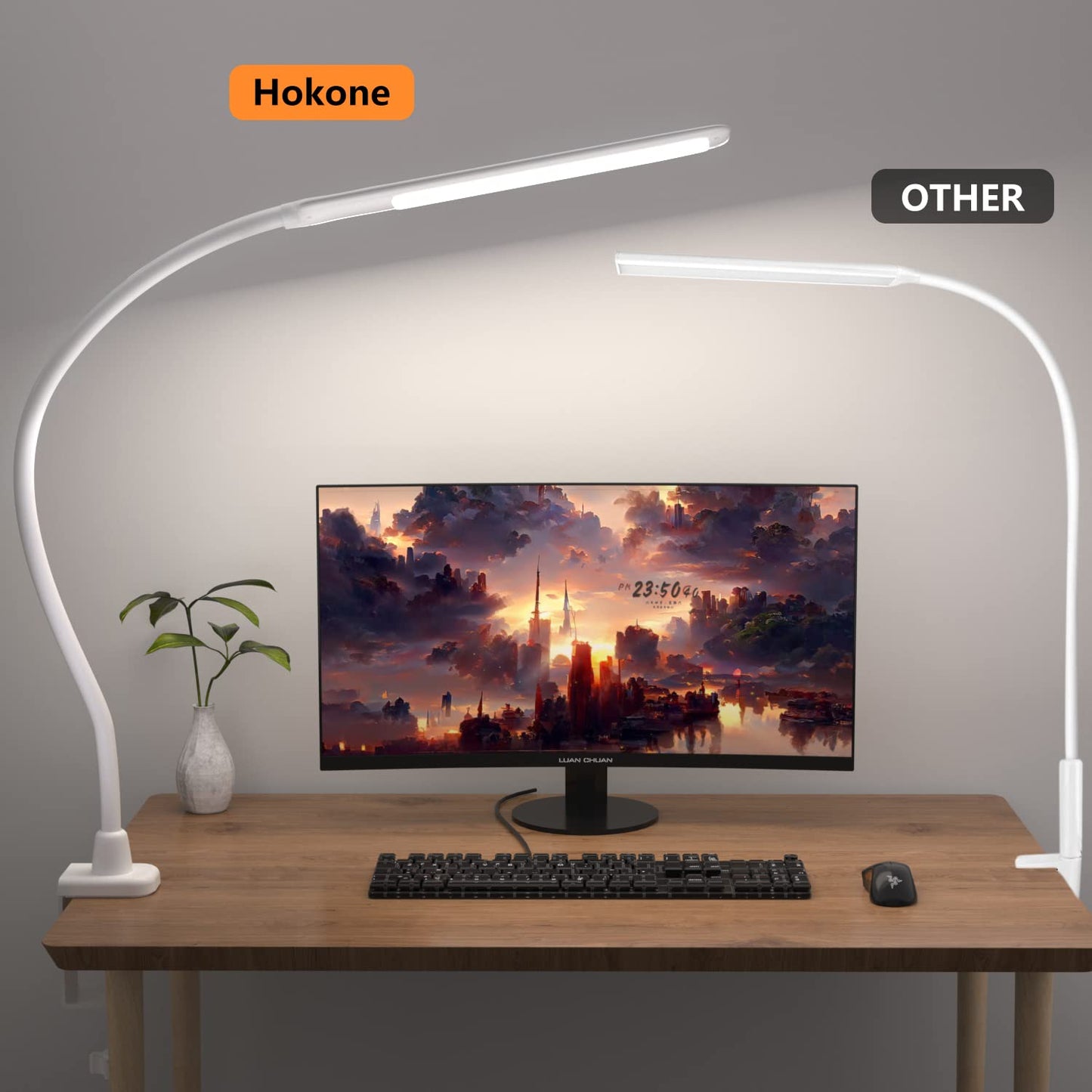 Desk Lamps for Home Office, 10W Clamp Lamp Dimmable Gooseneck Lamp Touch Control, Adjustable Desk Light for Workbench Tabletop (Black)
