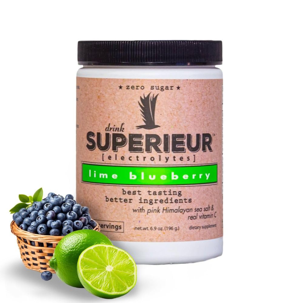 Superieur Electrolytes–Plant Based Electrolyte Supplement w/Sea Minerals for Hydration & Recovery–Keto Friendly, Non-GMO, Zero Sugar, Vegan Healthy Sports Drink Powder–Strawberry Lemon(70 Serv)