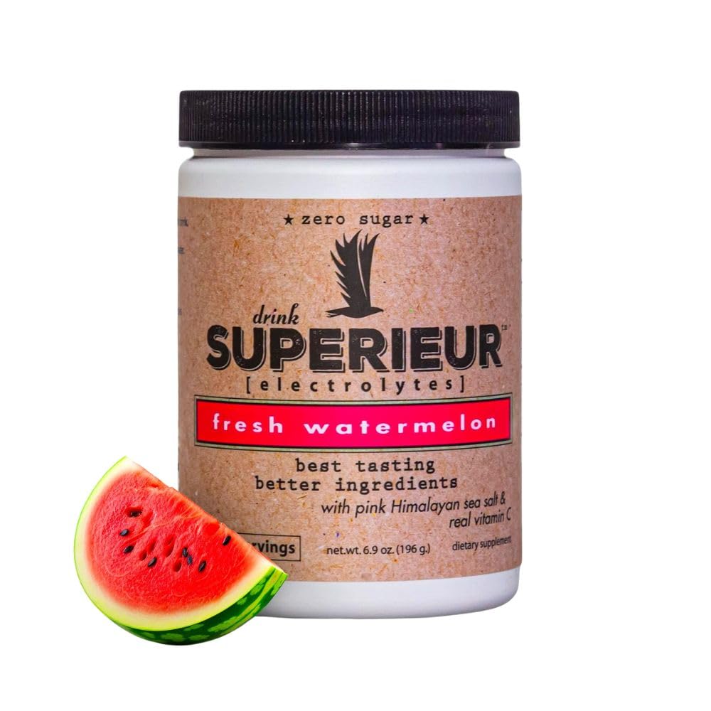 Superieur Electrolytes–Plant Based Electrolyte Supplement w/Sea Minerals for Hydration & Recovery–Keto Friendly, Non-GMO, Zero Sugar, Vegan Healthy Sports Drink Powder–Strawberry Lemon(70 Serv)