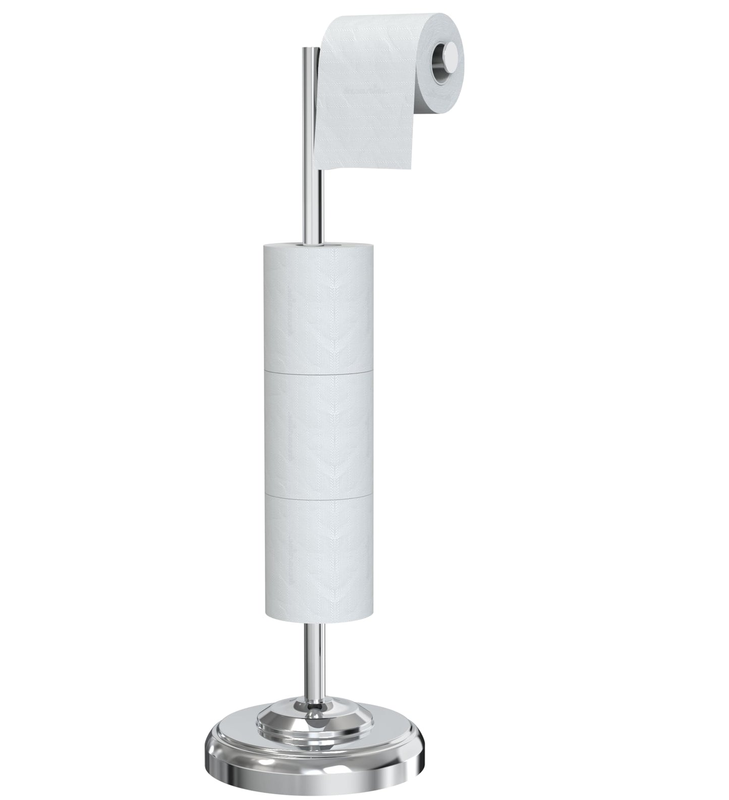 Toilet Paper Holder Stand, Brushed Nickel Toilet Paper Holder Free Standing, Post Pivoting Design & Stable Weighted Base SUS304 Stainless Steel for Bathroom(Mega Roll)