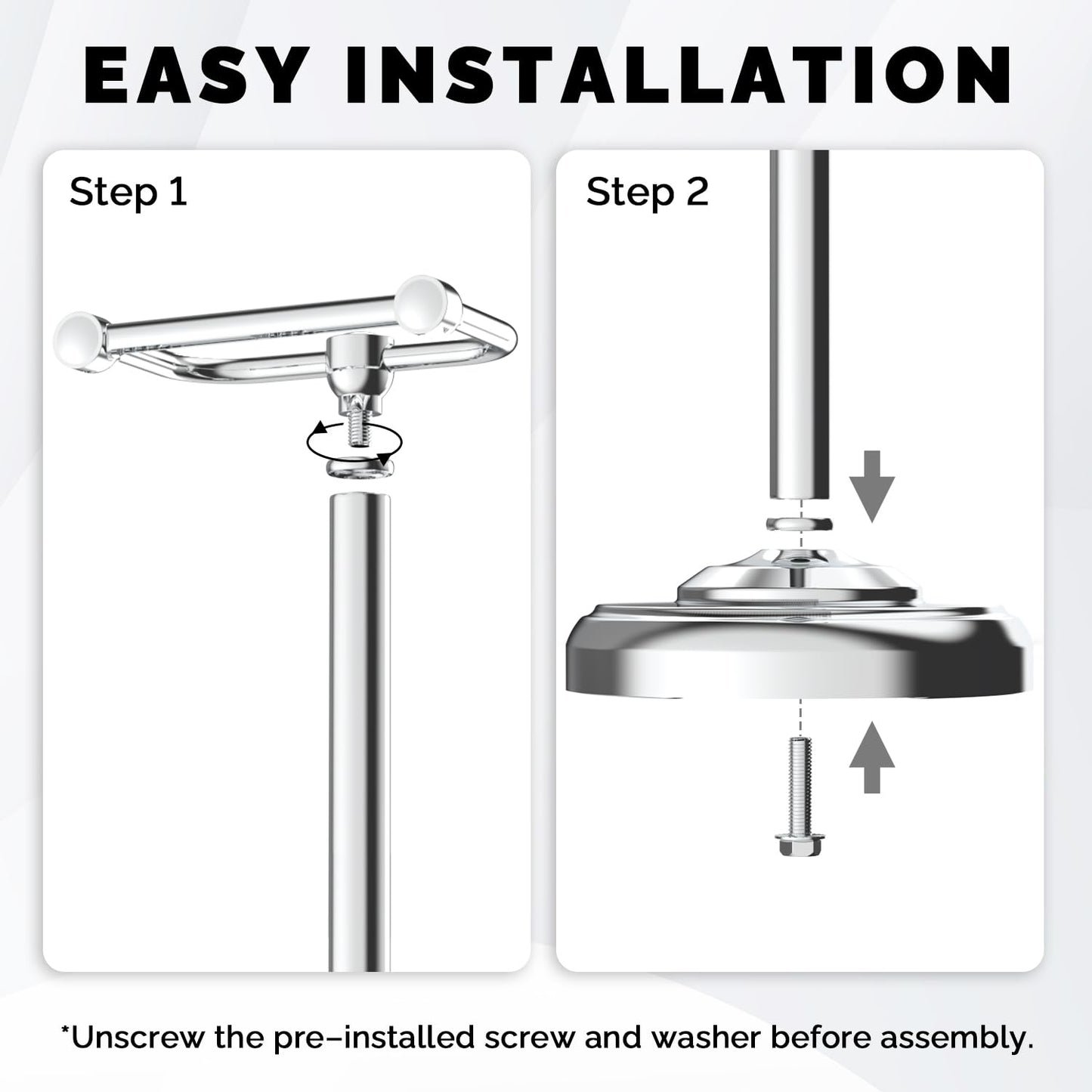 Toilet Paper Holder Stand, Brushed Nickel Toilet Paper Holder Free Standing, Post Pivoting Design & Stable Weighted Base SUS304 Stainless Steel for Bathroom(Mega Roll)