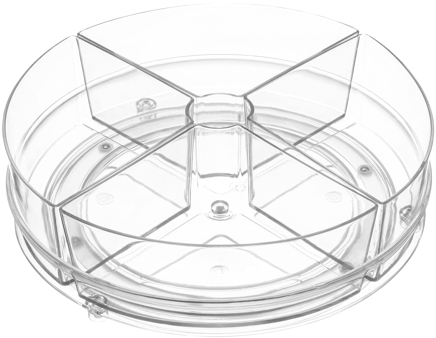 Home Intuition Round Plastic Clear Lazy Susan Turntable Food Storage Container for Kitchen (9" Round, 1 Pack)