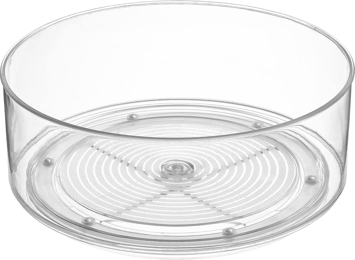 Home Intuition Round Plastic Clear Lazy Susan Turntable Food Storage Container for Kitchen (9" Round, 1 Pack)