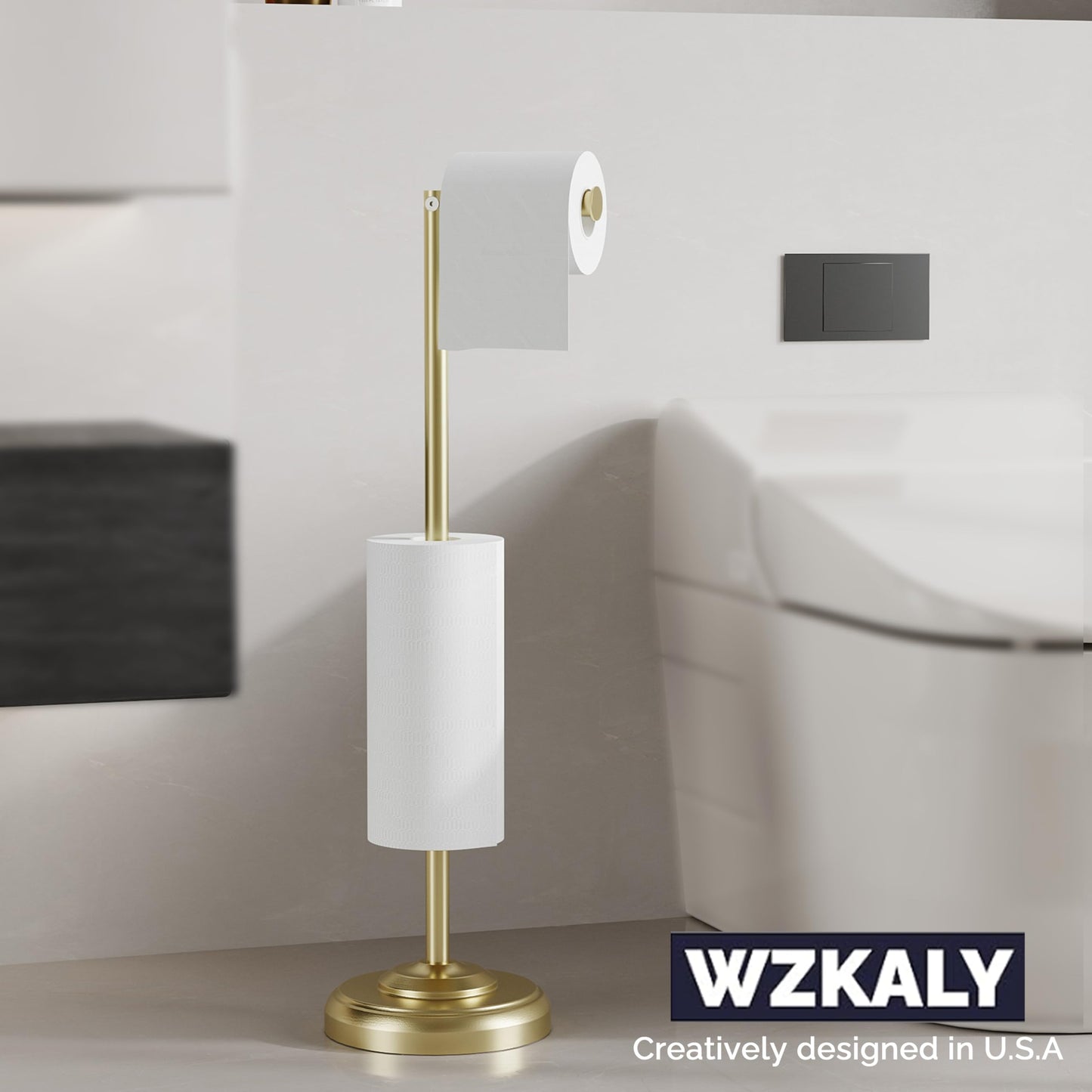 Toilet Paper Holder Stand, Brushed Nickel Toilet Paper Holder Free Standing, Post Pivoting Design & Stable Weighted Base SUS304 Stainless Steel for Bathroom(Mega Roll)