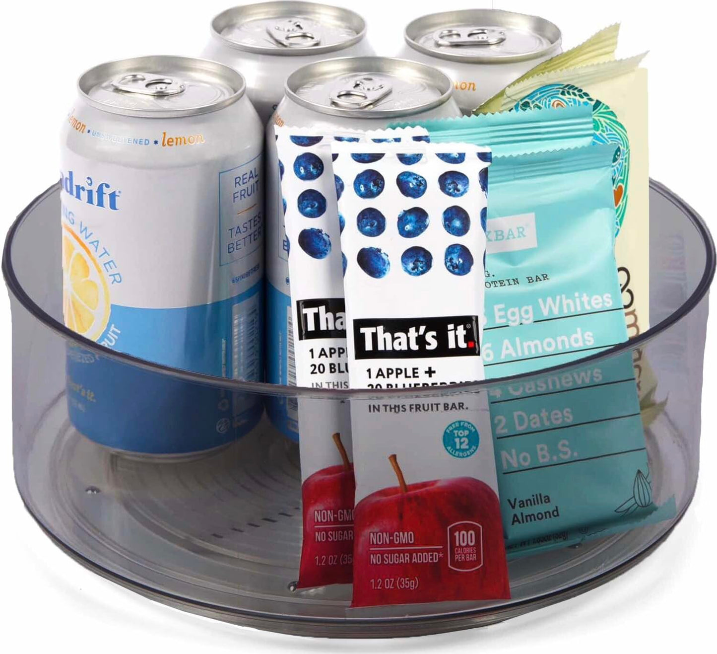 Home Intuition Round Plastic Clear Lazy Susan Turntable Food Storage Container for Kitchen (9" Round, 1 Pack)