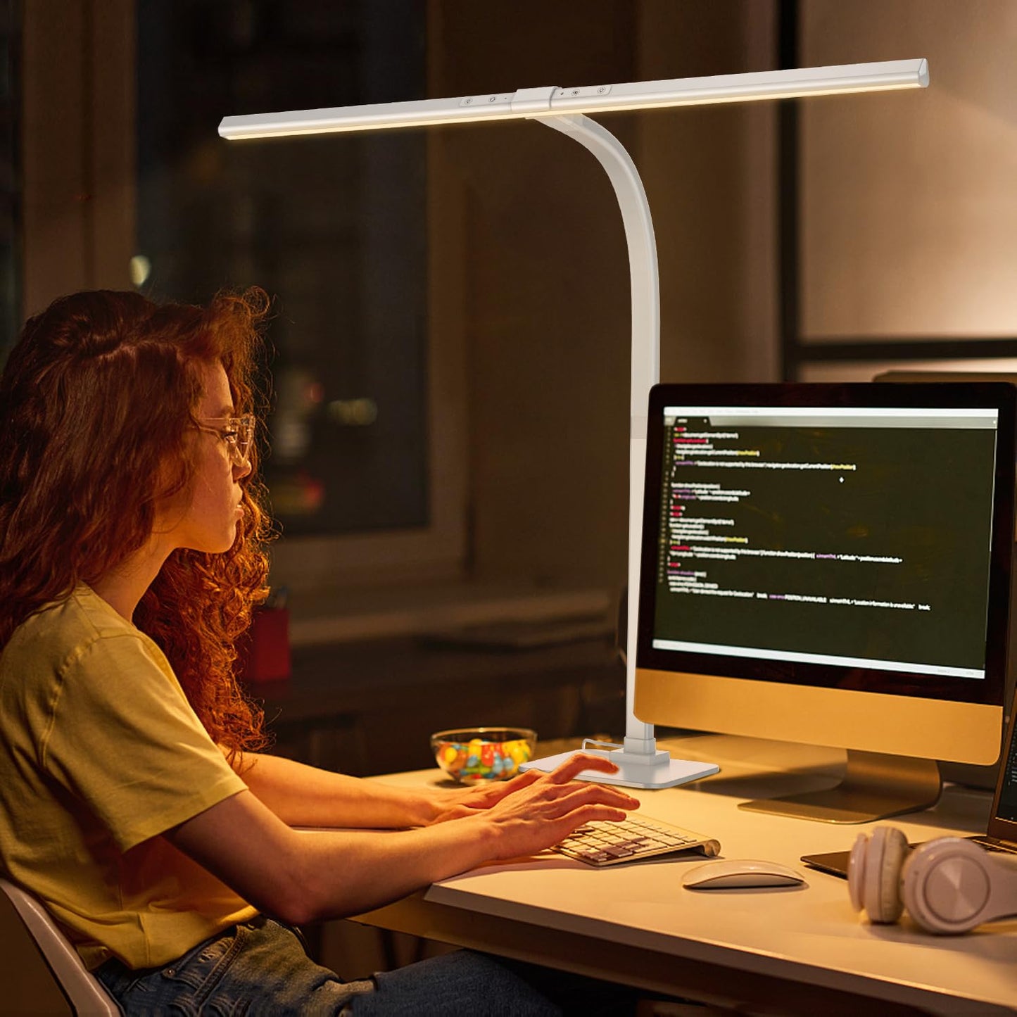 KableRika Desk Lamp, 24W Brightest LED Desk Lamp For Home Office, 31.5" Wide Dimmable Architect Task Lamp With Base,Eye Protection Modern Tall Desk Light For Workbench Office Lighting Computer Working