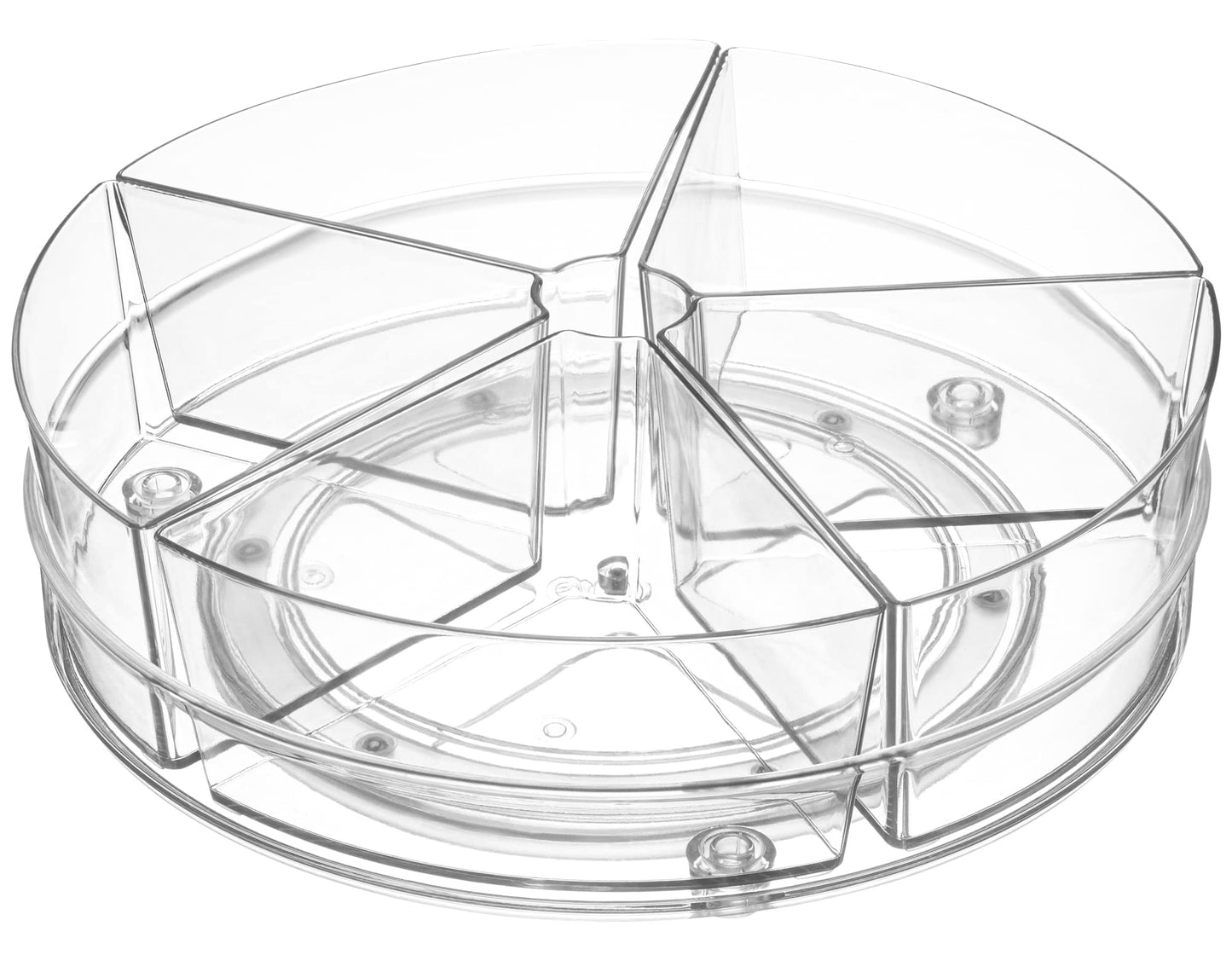 Home Intuition Round Plastic Clear Lazy Susan Turntable Food Storage Container for Kitchen (9" Round, 1 Pack)