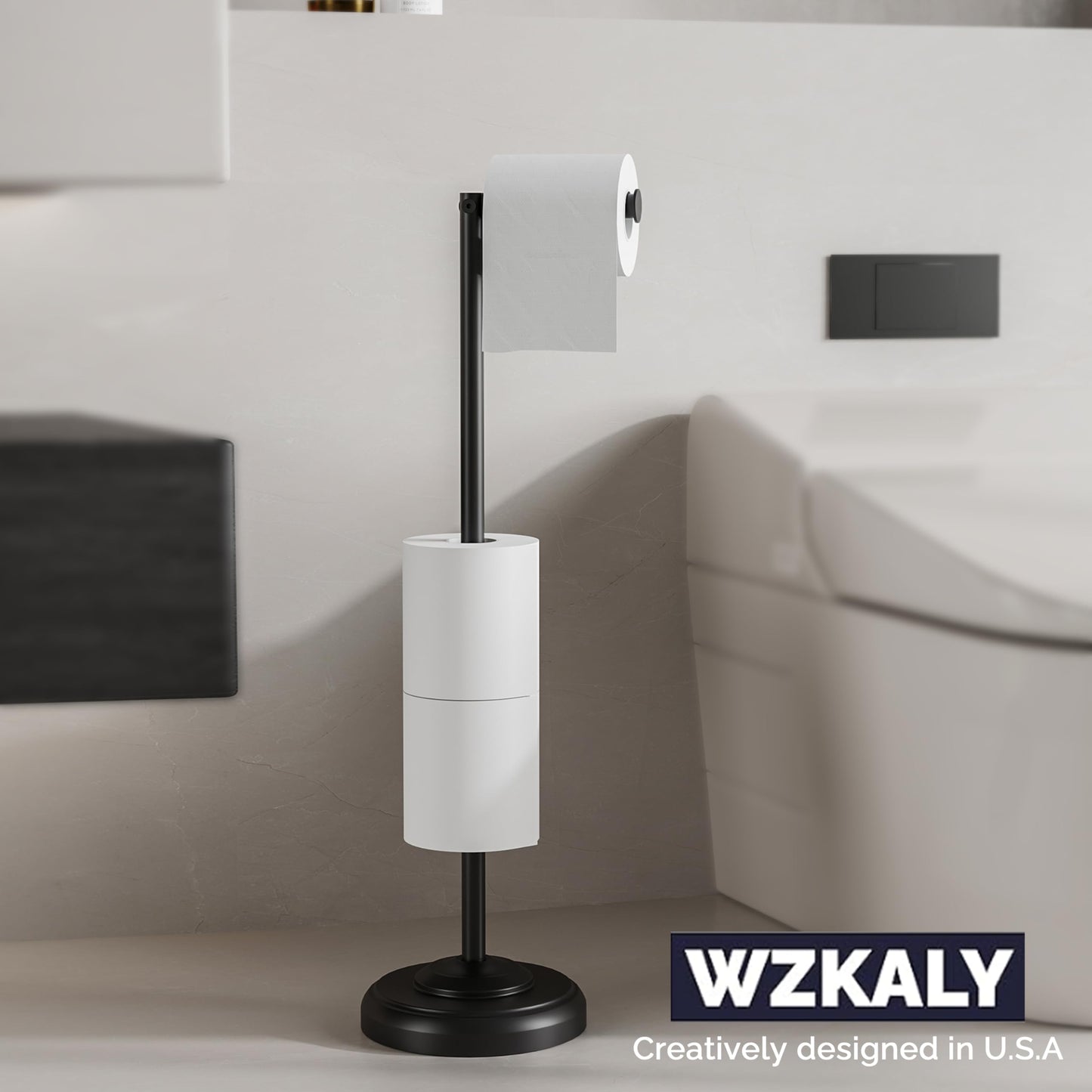 Toilet Paper Holder Stand, Brushed Nickel Toilet Paper Holder Free Standing, Post Pivoting Design & Stable Weighted Base SUS304 Stainless Steel for Bathroom(Mega Roll)