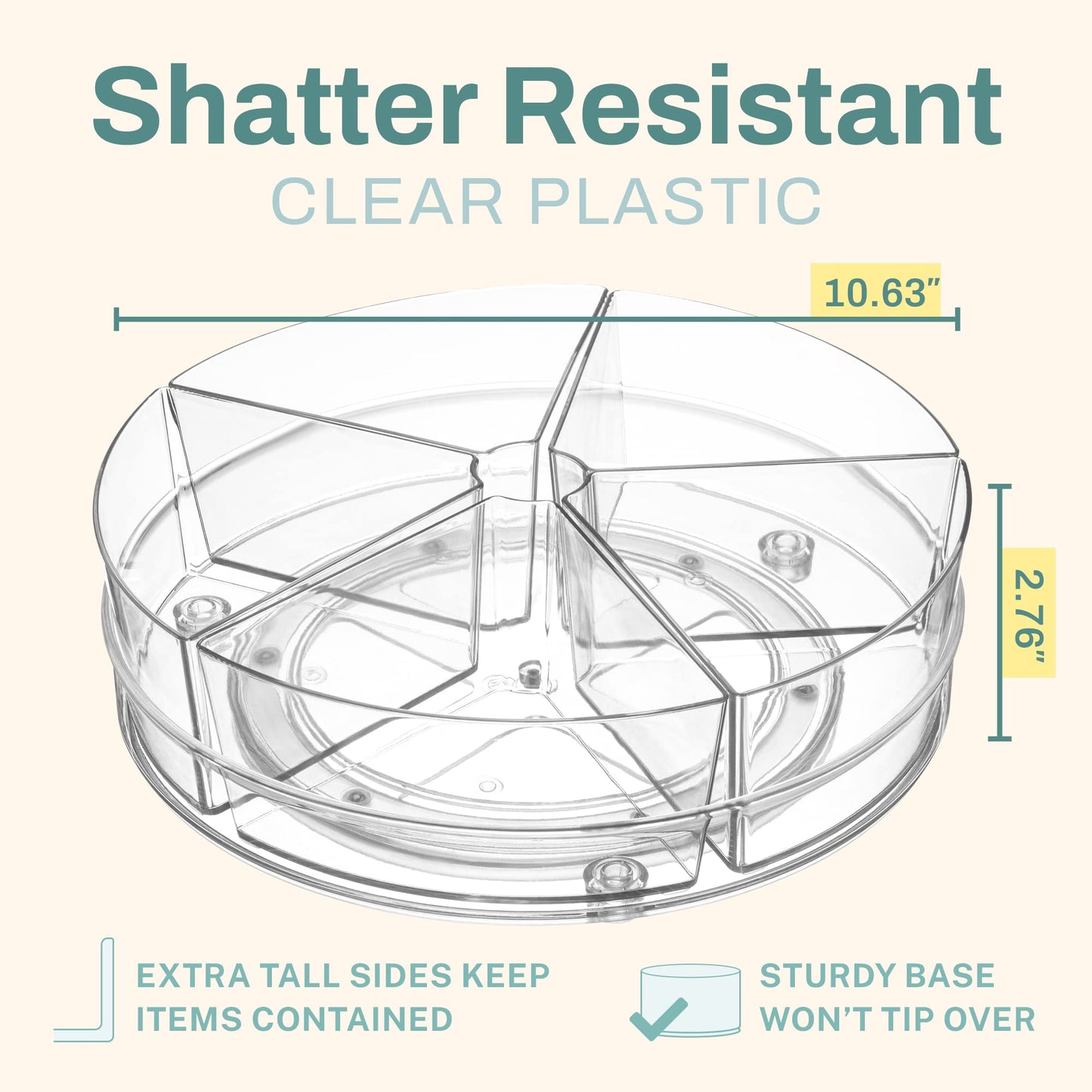 Home Intuition Round Plastic Clear Lazy Susan Turntable Food Storage Container for Kitchen (9" Round, 1 Pack)