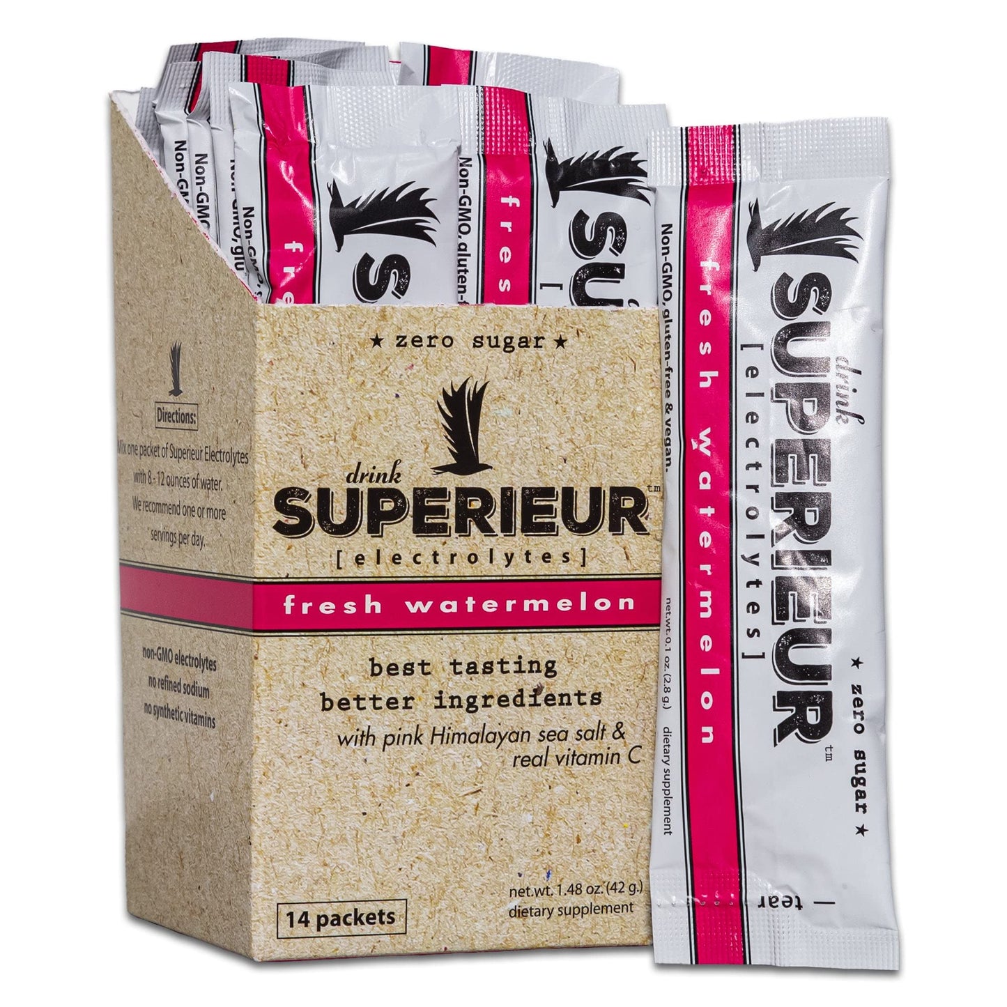 Superieur Electrolytes–Plant Based Electrolyte Supplement w/Sea Minerals for Hydration & Recovery–Keto Friendly, Non-GMO, Zero Sugar, Vegan Healthy Sports Drink Powder–Strawberry Lemon(70 Serv)