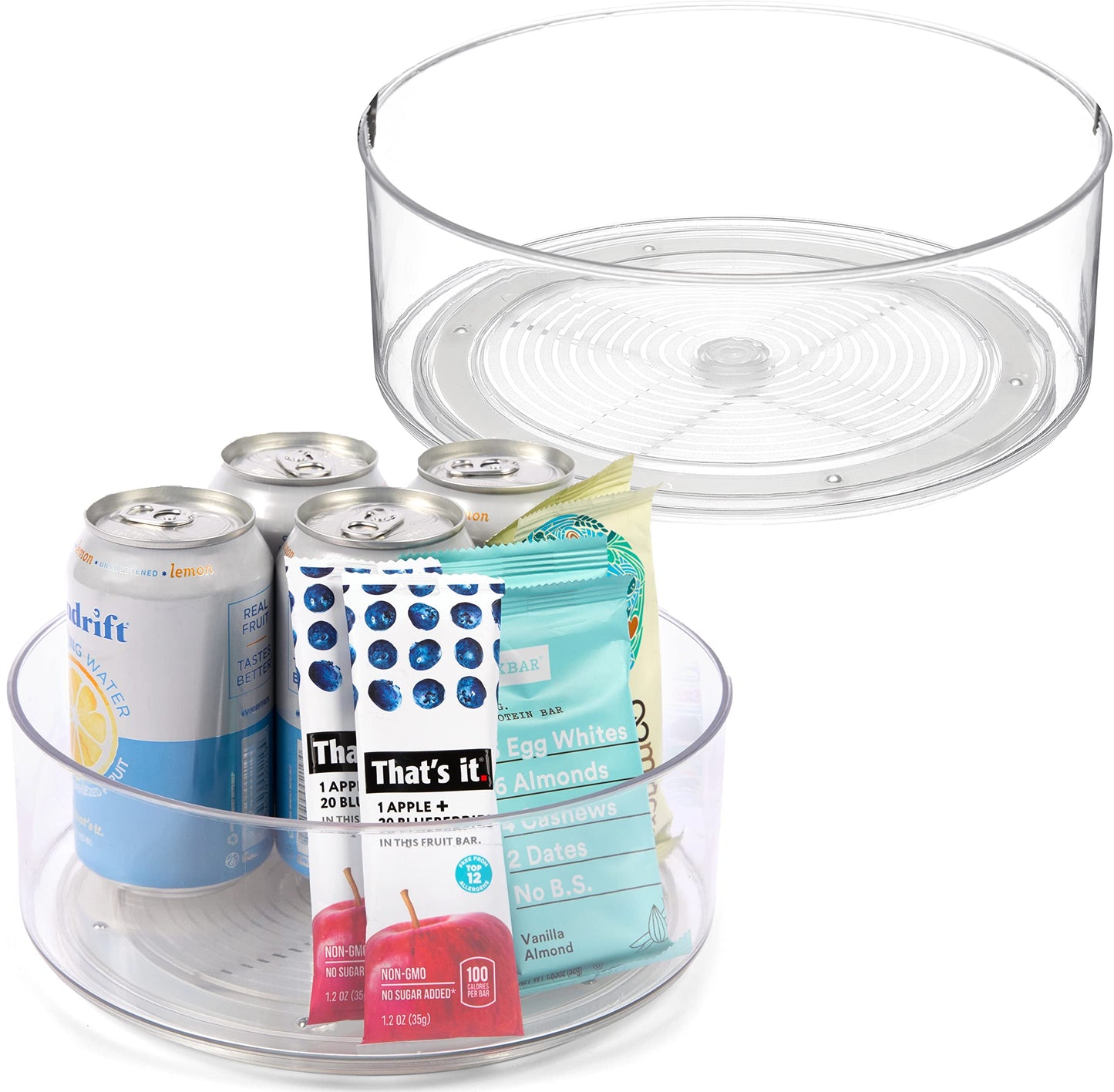 Home Intuition Round Plastic Clear Lazy Susan Turntable Food Storage Container for Kitchen (9" Round, 1 Pack)