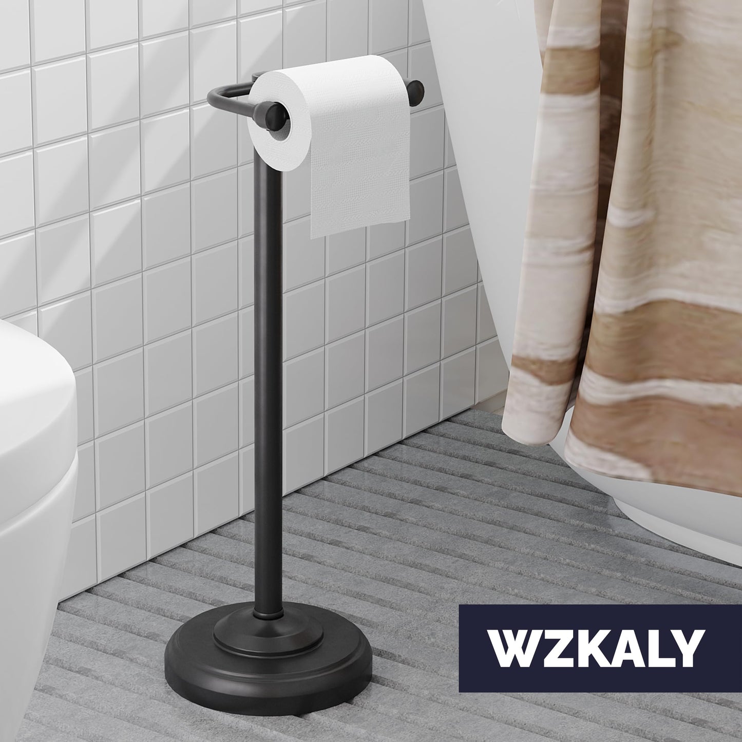 Toilet Paper Holder Stand, Brushed Nickel Toilet Paper Holder Free Standing, Post Pivoting Design & Stable Weighted Base SUS304 Stainless Steel for Bathroom(Mega Roll)