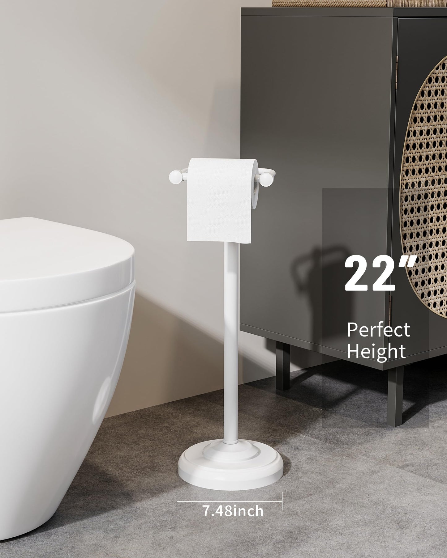 Toilet Paper Holder Stand, Brushed Nickel Toilet Paper Holder Free Standing, Post Pivoting Design & Stable Weighted Base SUS304 Stainless Steel for Bathroom(Mega Roll)