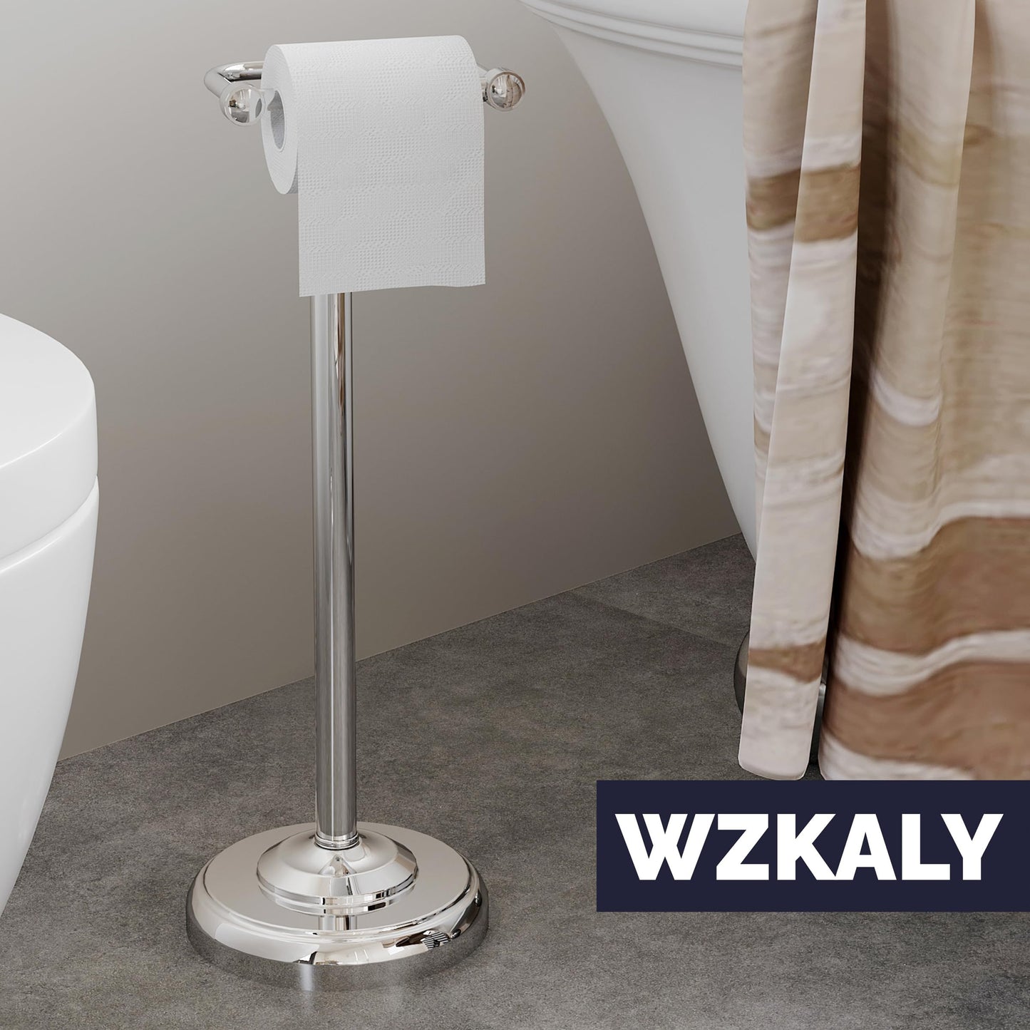 Toilet Paper Holder Stand, Brushed Nickel Toilet Paper Holder Free Standing, Post Pivoting Design & Stable Weighted Base SUS304 Stainless Steel for Bathroom(Mega Roll)