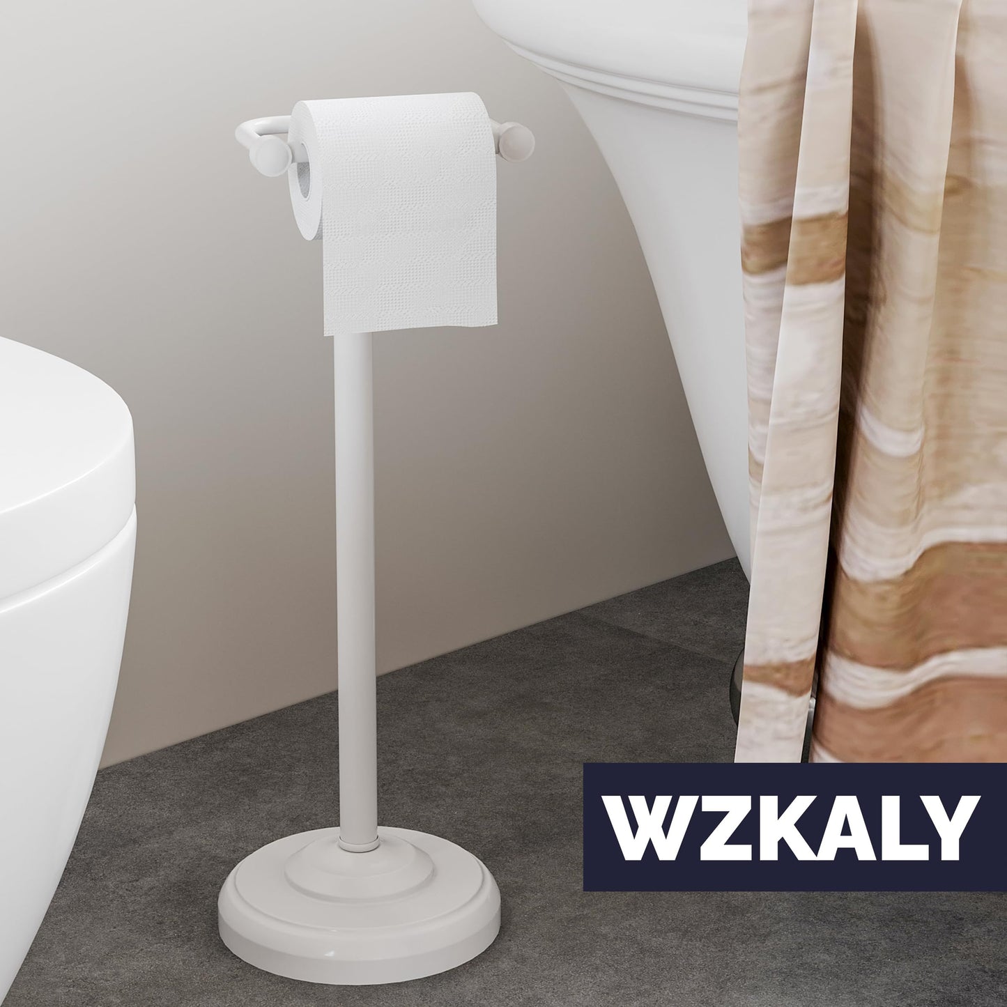 Toilet Paper Holder Stand, Brushed Nickel Toilet Paper Holder Free Standing, Post Pivoting Design & Stable Weighted Base SUS304 Stainless Steel for Bathroom(Mega Roll)