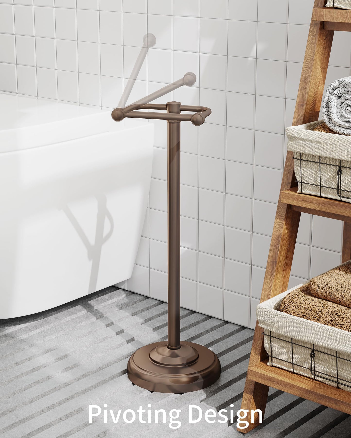 Toilet Paper Holder Stand, Brushed Nickel Toilet Paper Holder Free Standing, Post Pivoting Design & Stable Weighted Base SUS304 Stainless Steel for Bathroom(Mega Roll)