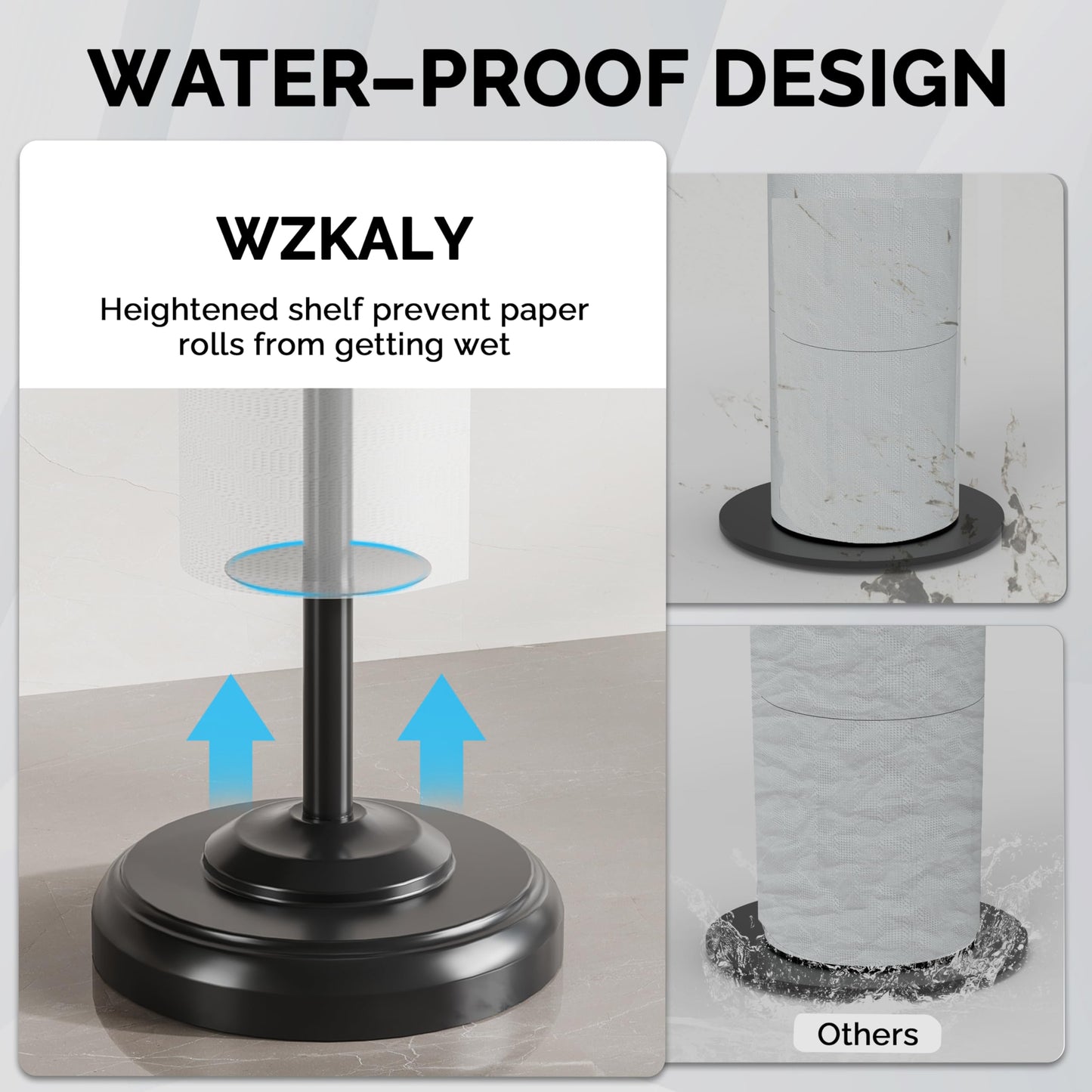 Toilet Paper Holder Stand, Brushed Nickel Toilet Paper Holder Free Standing, Post Pivoting Design & Stable Weighted Base SUS304 Stainless Steel for Bathroom(Mega Roll)