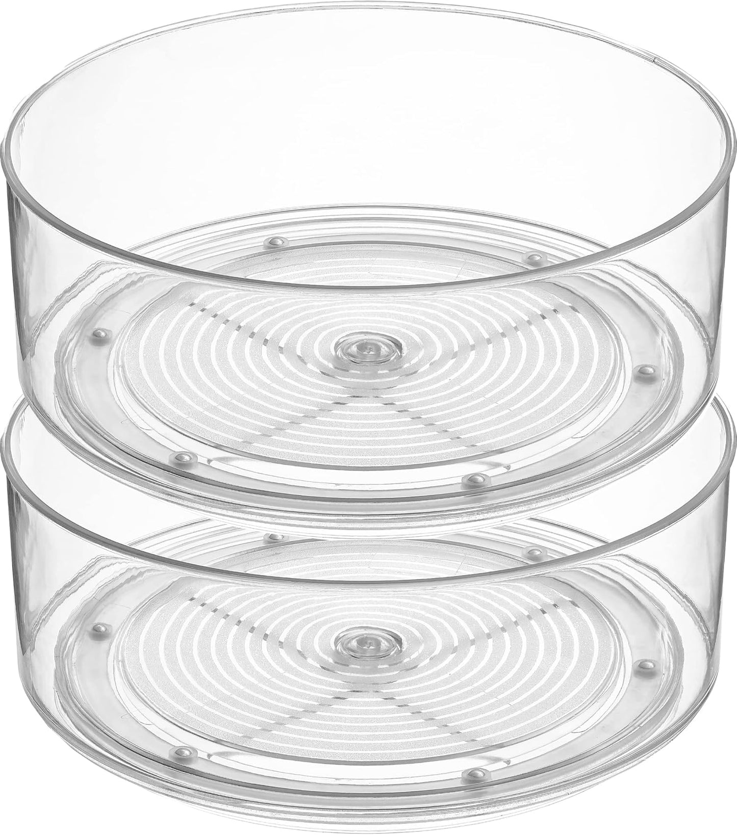 Home Intuition Round Plastic Clear Lazy Susan Turntable Food Storage Container for Kitchen (9" Round, 1 Pack)