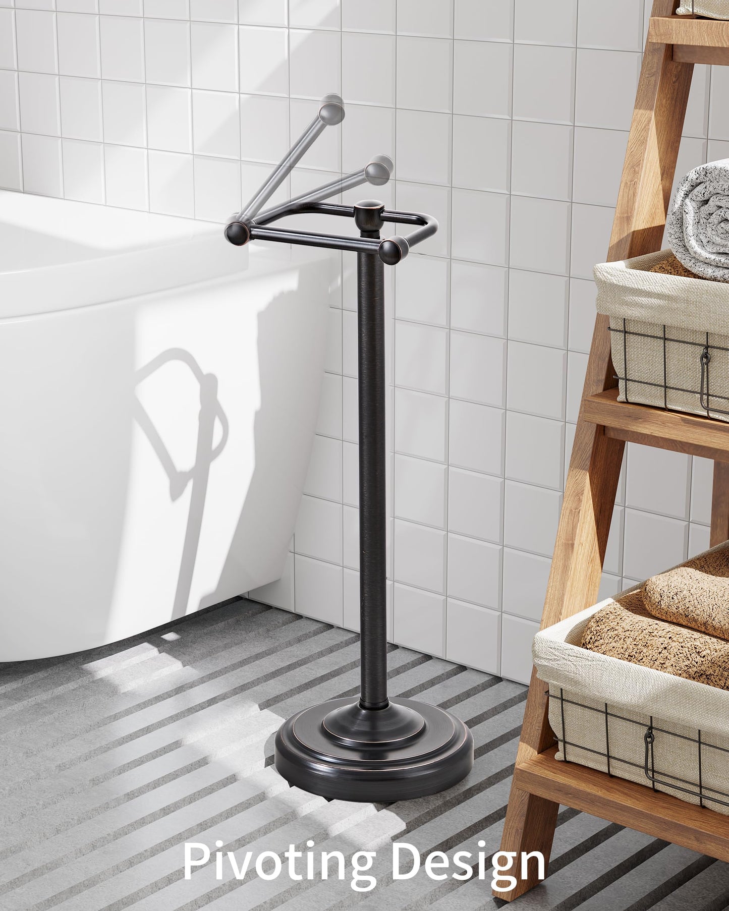 Toilet Paper Holder Stand, Brushed Nickel Toilet Paper Holder Free Standing, Post Pivoting Design & Stable Weighted Base SUS304 Stainless Steel for Bathroom(Mega Roll)