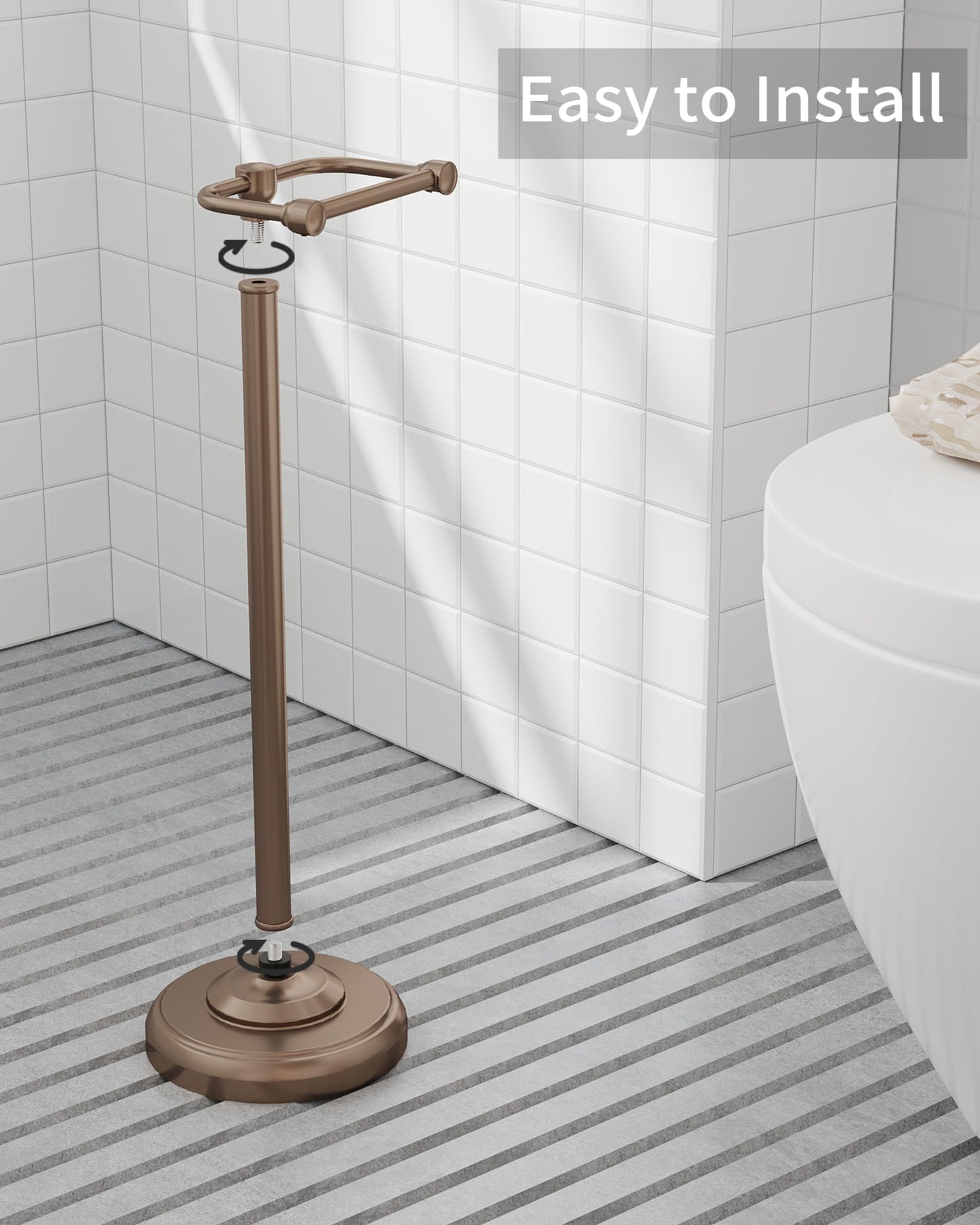 Toilet Paper Holder Stand, Brushed Nickel Toilet Paper Holder Free Standing, Post Pivoting Design & Stable Weighted Base SUS304 Stainless Steel for Bathroom(Mega Roll)