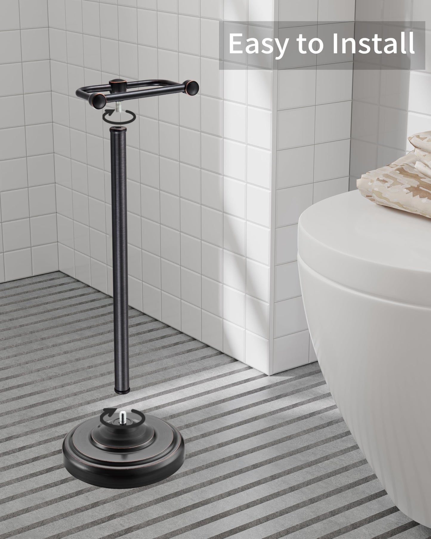 Toilet Paper Holder Stand, Brushed Nickel Toilet Paper Holder Free Standing, Post Pivoting Design & Stable Weighted Base SUS304 Stainless Steel for Bathroom(Mega Roll)