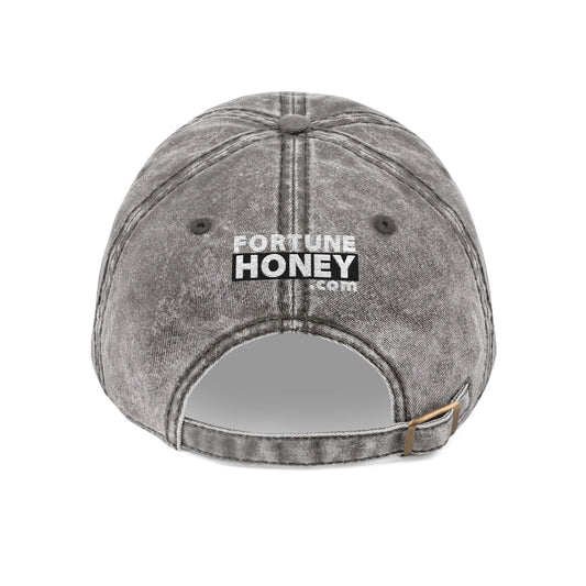 FORTUNEHONEY.COM Logo Vintage Embroidered Cap - Retro Style, Casual Headwear, Perfect Gift for Fashion Lovers, Everyday Wear, Festival Accessory