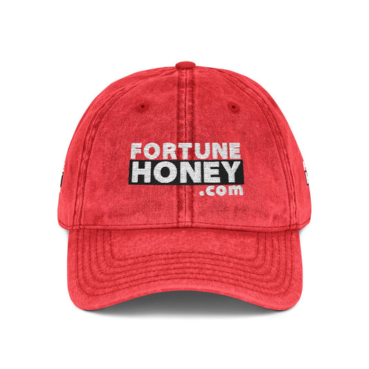 FORTUNEHONEY.COM Logo Vintage Embroidered Cap - Retro Style, Casual Headwear, Perfect Gift for Fashion Lovers, Everyday Wear, Festival Accessory