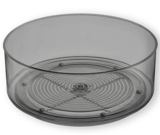 Home Intuition Round Plastic Clear Lazy Susan Turntable Food Storage Container for Kitchen (9" Round, 1 Pack)