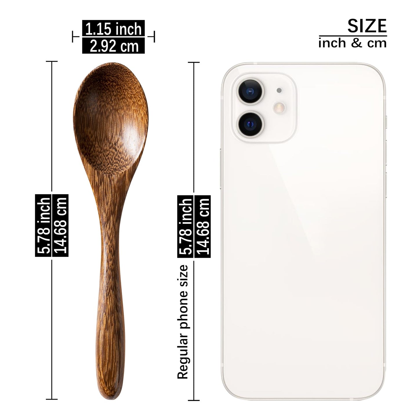 7 PCS Small Wooden Spoons, 5.8 Inch Honey Spoons for Tea, Acacia Wooden Honey Teaspoon for Coffee, Little Tiny Wood Spoons, Bamboo Table Spoon for stirring, Wooden Spoons for Utensils Set