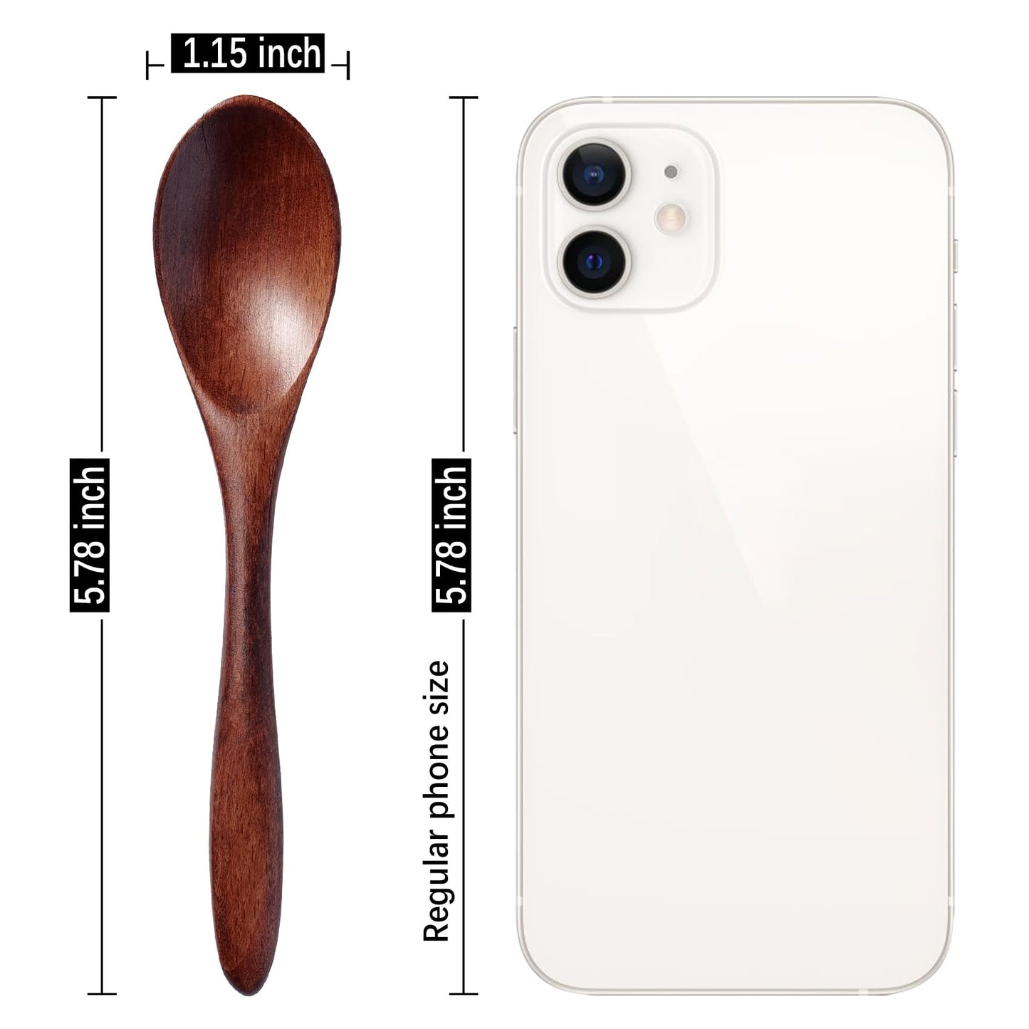 7 PCS Small Wooden Spoons, 5.8 Inch Honey Spoons for Tea, Acacia Wooden Honey Teaspoon for Coffee, Little Tiny Wood Spoons, Bamboo Table Spoon for stirring, Wooden Spoons for Utensils Set