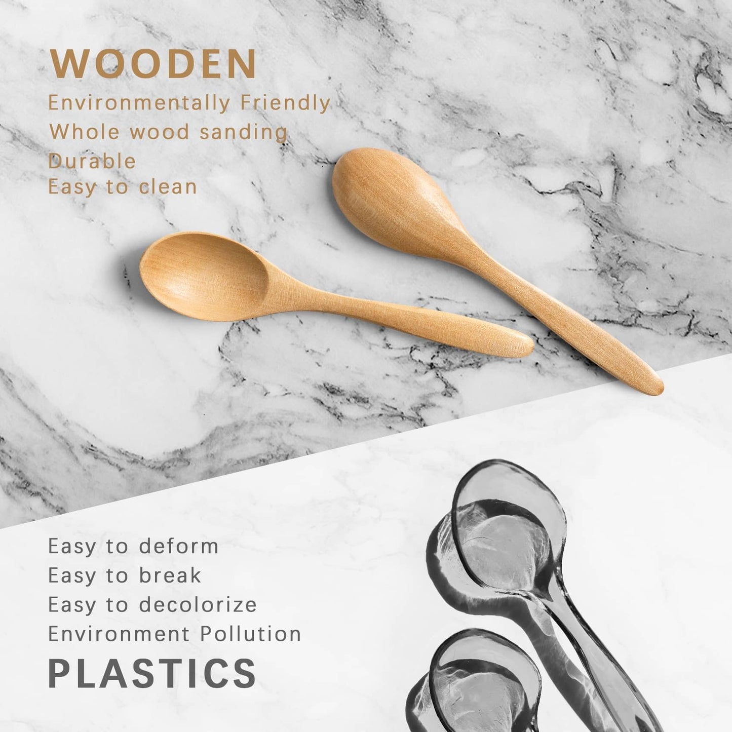 7 PCS Small Wooden Spoons, 5.8 Inch Honey Spoons for Tea, Acacia Wooden Honey Teaspoon for Coffee, Little Tiny Wood Spoons, Bamboo Table Spoon for stirring, Wooden Spoons for Utensils Set