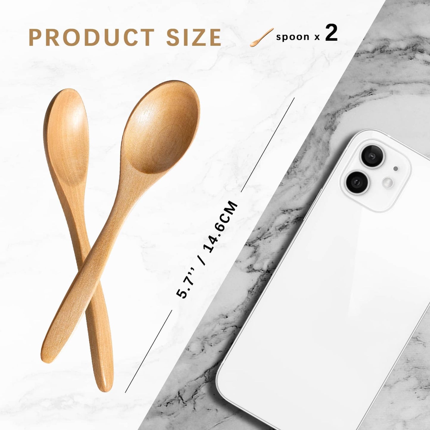 7 PCS Small Wooden Spoons, 5.8 Inch Honey Spoons for Tea, Acacia Wooden Honey Teaspoon for Coffee, Little Tiny Wood Spoons, Bamboo Table Spoon for stirring, Wooden Spoons for Utensils Set