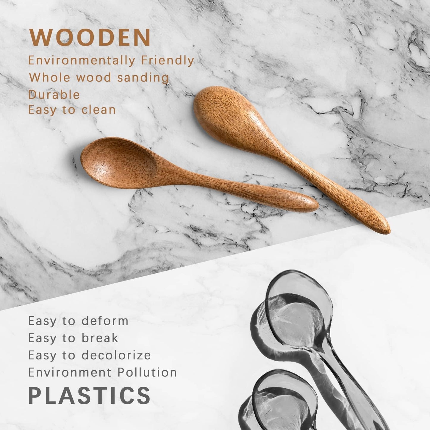 7 PCS Small Wooden Spoons, 5.8 Inch Honey Spoons for Tea, Acacia Wooden Honey Teaspoon for Coffee, Little Tiny Wood Spoons, Bamboo Table Spoon for stirring, Wooden Spoons for Utensils Set