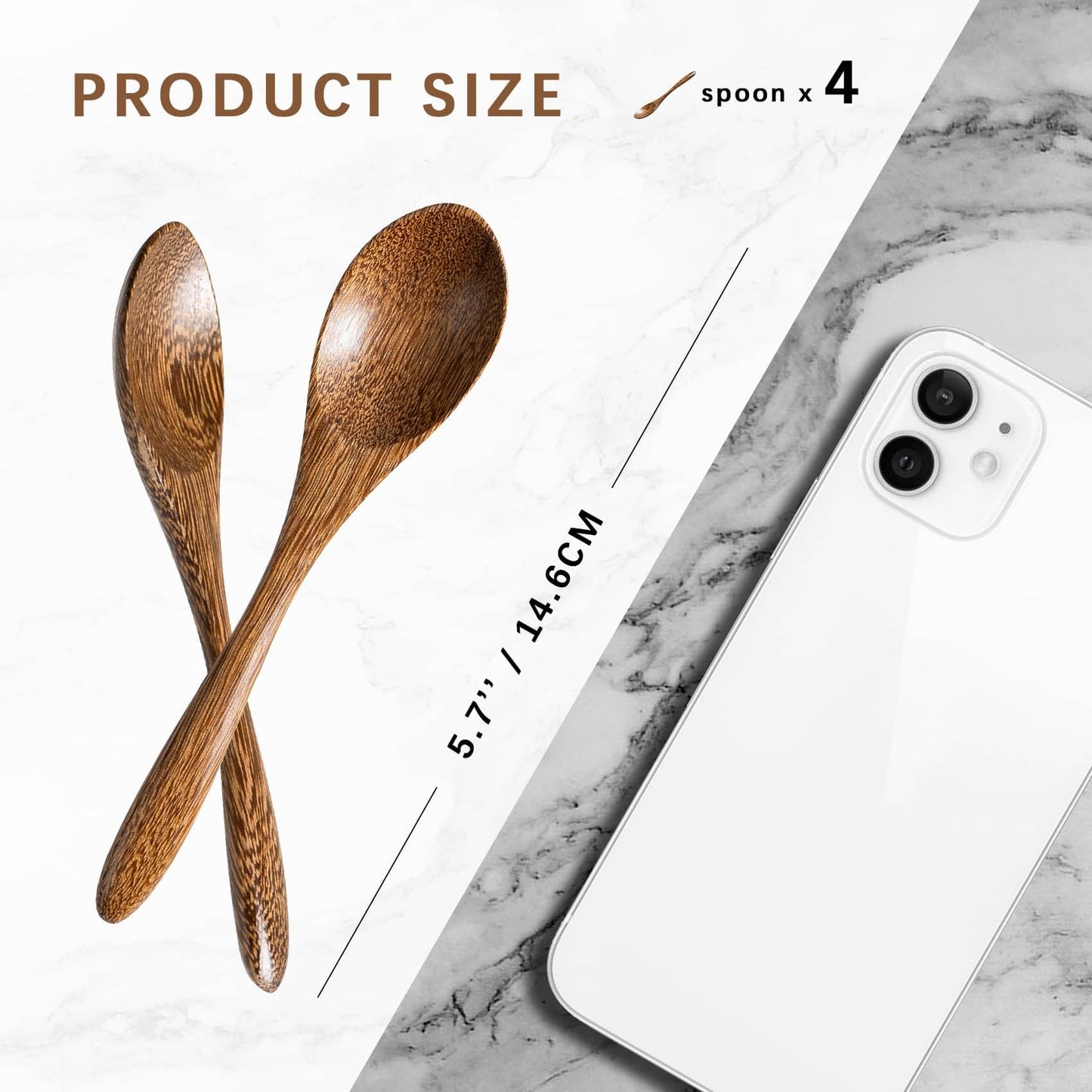 7 PCS Small Wooden Spoons, 5.8 Inch Honey Spoons for Tea, Acacia Wooden Honey Teaspoon for Coffee, Little Tiny Wood Spoons, Bamboo Table Spoon for stirring, Wooden Spoons for Utensils Set