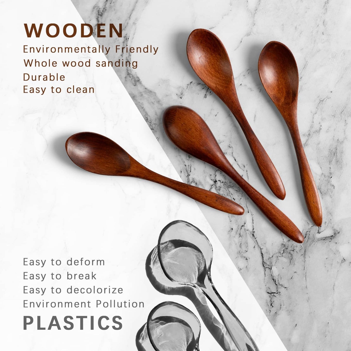 7 PCS Small Wooden Spoons, 5.8 Inch Honey Spoons for Tea, Acacia Wooden Honey Teaspoon for Coffee, Little Tiny Wood Spoons, Bamboo Table Spoon for stirring, Wooden Spoons for Utensils Set