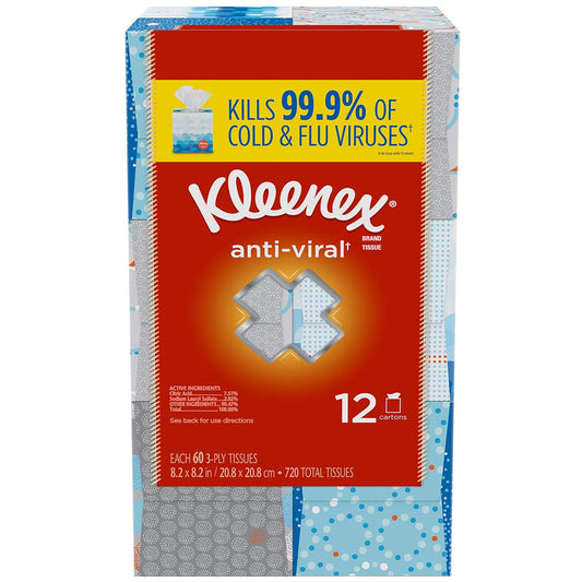 Kleenex Anti-Viral Facial Tissues, Classroom or Office Tissue, 18 Cube Boxes, 55 Tissues per Box, 3-Ply (990 Total Tissues)