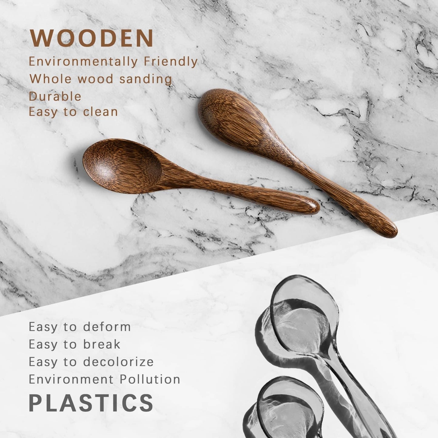 7 PCS Small Wooden Spoons, 5.8 Inch Honey Spoons for Tea, Acacia Wooden Honey Teaspoon for Coffee, Little Tiny Wood Spoons, Bamboo Table Spoon for stirring, Wooden Spoons for Utensils Set