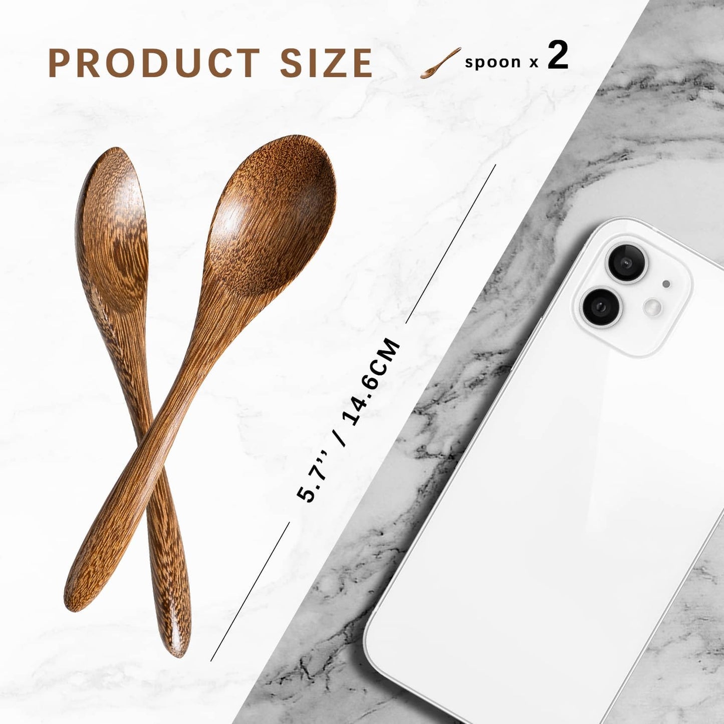 7 PCS Small Wooden Spoons, 5.8 Inch Honey Spoons for Tea, Acacia Wooden Honey Teaspoon for Coffee, Little Tiny Wood Spoons, Bamboo Table Spoon for stirring, Wooden Spoons for Utensils Set