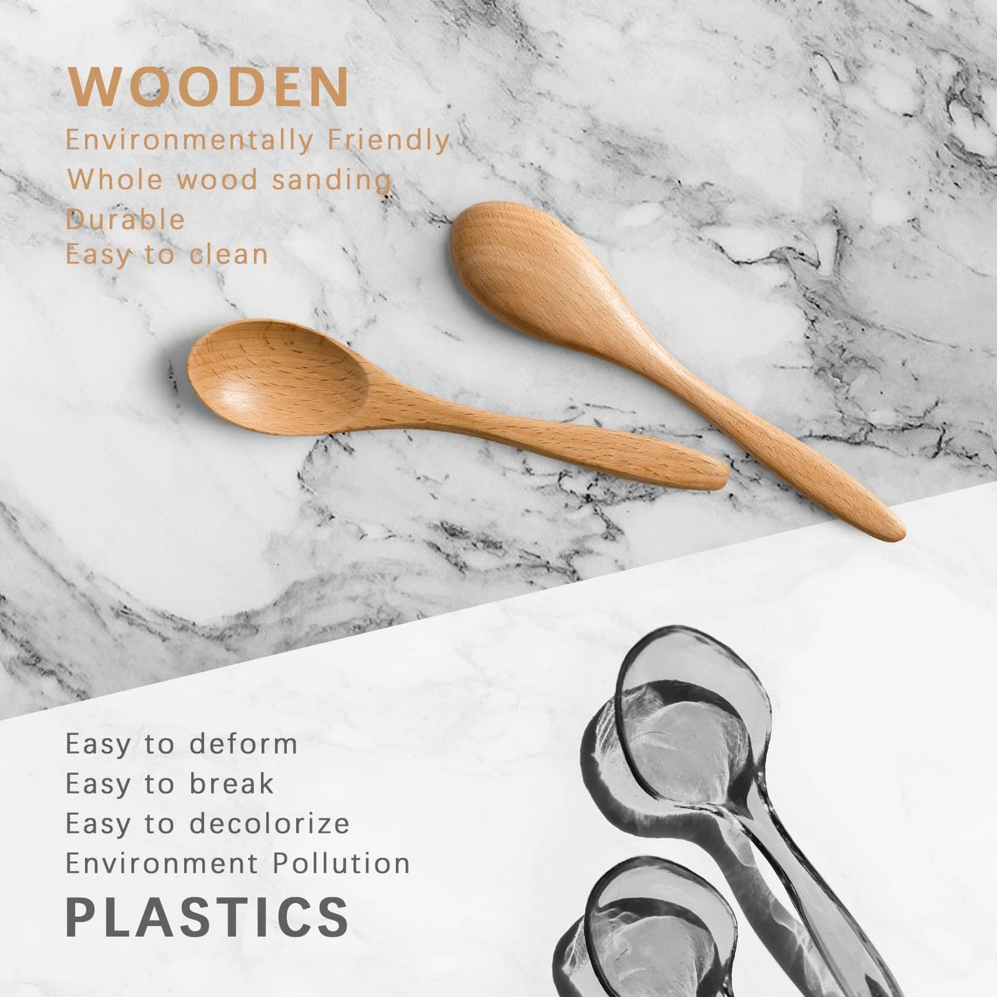 7 PCS Small Wooden Spoons, 5.8 Inch Honey Spoons for Tea, Acacia Wooden Honey Teaspoon for Coffee, Little Tiny Wood Spoons, Bamboo Table Spoon for stirring, Wooden Spoons for Utensils Set