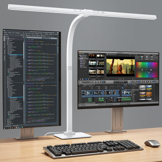 KableRika Desk Lamp, 24W Brightest LED Desk Lamp For Home Office, 31.5" Wide Dimmable Architect Task Lamp With Base,Eye Protection Modern Tall Desk Light For Workbench Office Lighting Computer Working