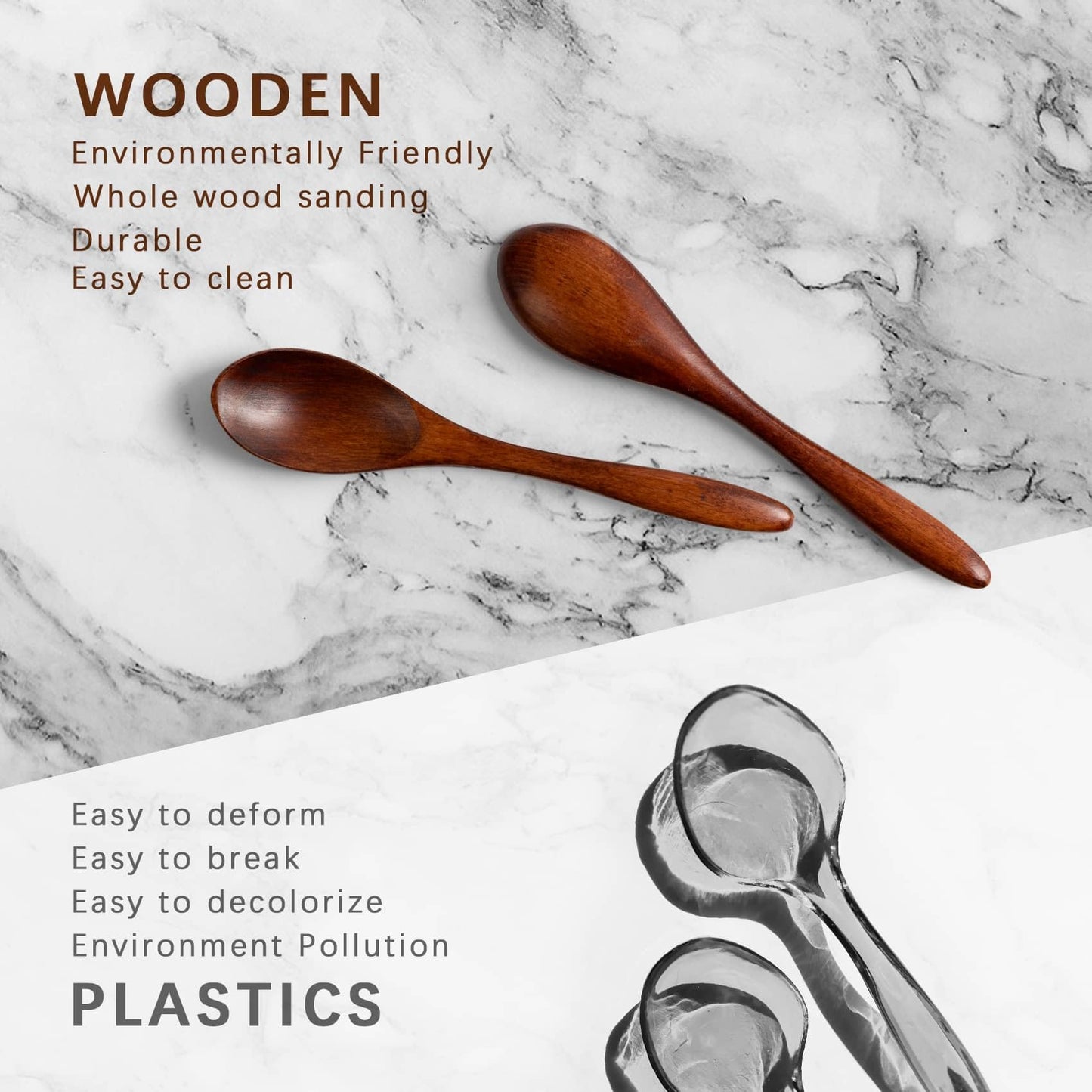 7 PCS Small Wooden Spoons, 5.8 Inch Honey Spoons for Tea, Acacia Wooden Honey Teaspoon for Coffee, Little Tiny Wood Spoons, Bamboo Table Spoon for stirring, Wooden Spoons for Utensils Set