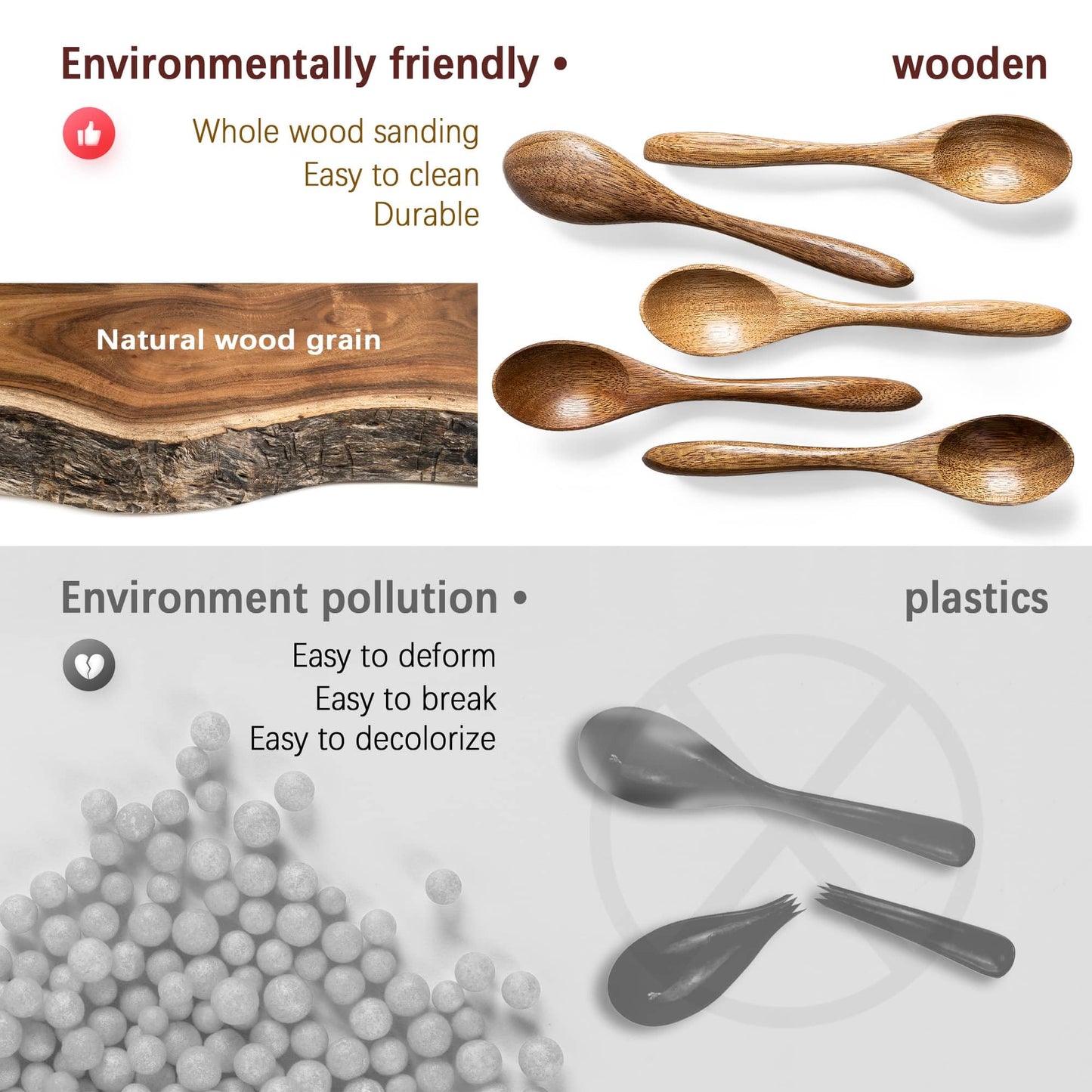 7 PCS Small Wooden Spoons, 5.8 Inch Honey Spoons for Tea, Acacia Wooden Honey Teaspoon for Coffee, Little Tiny Wood Spoons, Bamboo Table Spoon for stirring, Wooden Spoons for Utensils Set