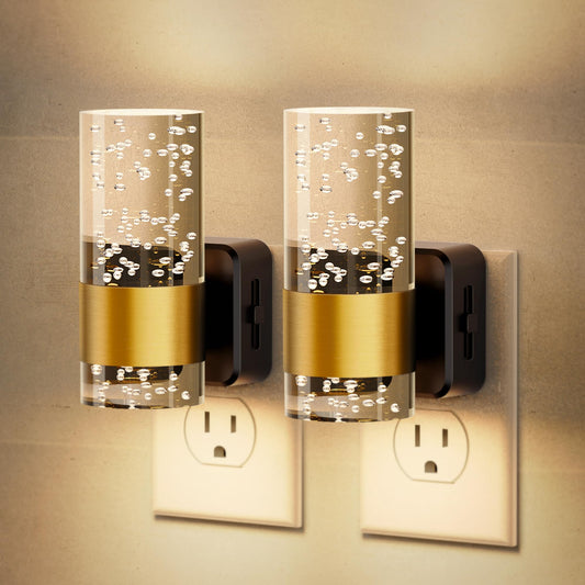 JandCase Night Light, Night Lights Plug into Wall,2 Pack 3000K Warm White LED Nightlight with Adjustable Brightness, Automatic Night Light Plug in with Light Sensor for Bathroom Hallway Room Decor